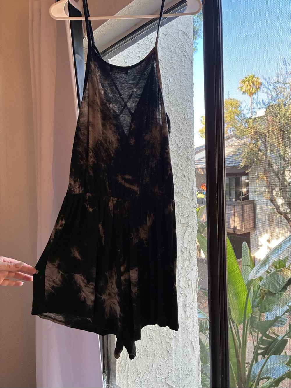 Ginger G Black Tie-Dye Cropped Romper